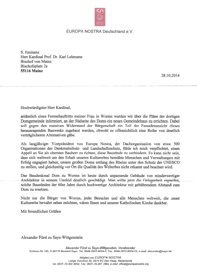 EUROPA NOSTRA BRIEF